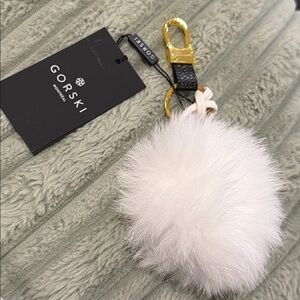 GORSKI FOX POMPOM KEYCHAIN white gold NWT